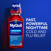 Vicks NyQuil Nighttime Cold, Cough & Flu Liquid Medicine, Over-the-Counter Medicine, Cherry, 2x12 Oz